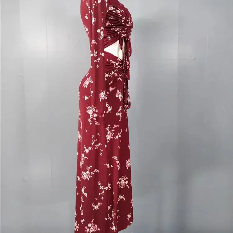 Ele bedrucktes Damen-Kleid mit elastischem Kordelzug von Dr. Auffälliges Par-Kleid, hochwertig, bezaubernd, geeignet für Abendveranstaltungen