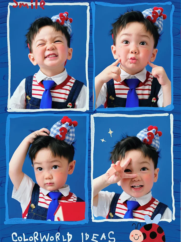 2-4 Years Old Toddler Birthday Photoshoot Outfit Shirt+overalls+tie+rain Boots for Studio Children Milestone Celebration Costume