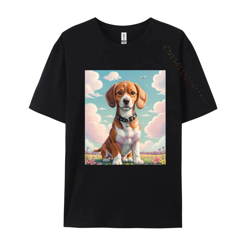 Dorable Beagle Dog Beautiful Landscape T-shirts Graphic Tee Shirts For Men XS-3XL Beagle Dog Lover T-shirt