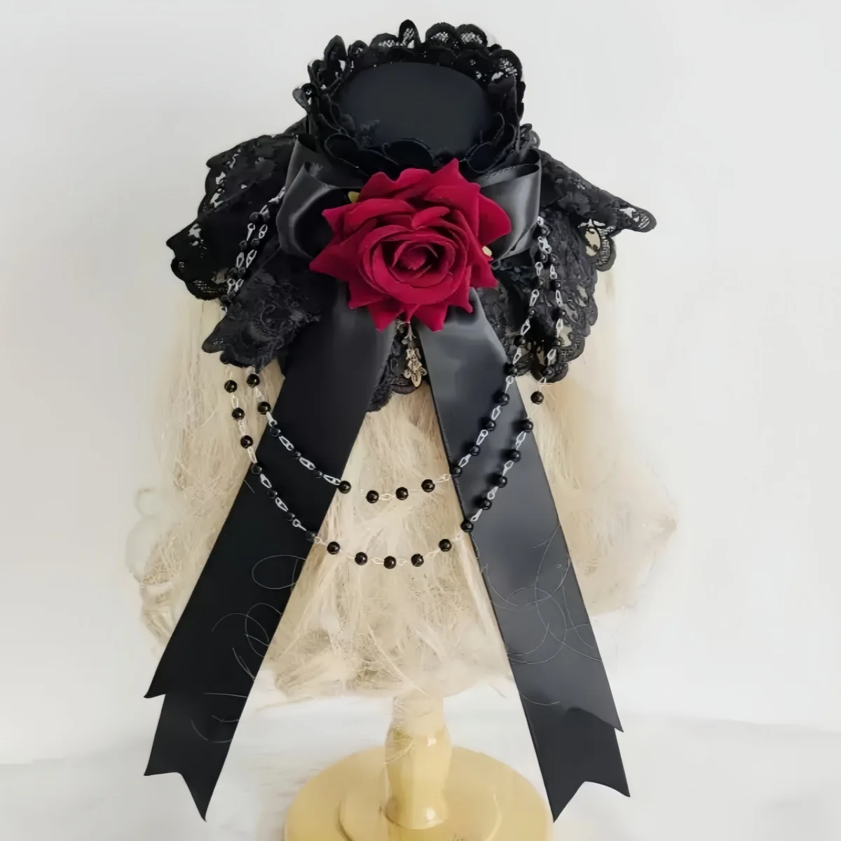 1pc Lolita Kopfschmuck Gothic Stil Lolita Spitze Bogen RoseTop Flache Kleine Hut Kopfbedeckung Mädchen Halloween Cosplay Haar Zubehör