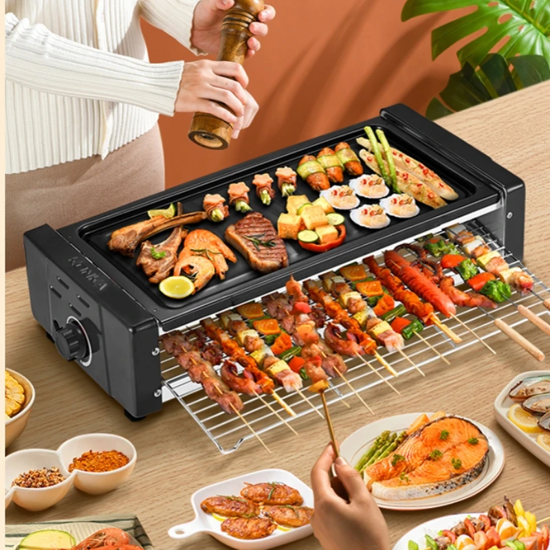 

Multifunctional Electric Grill Double-layer BBQ Skewer Machine Non-stick Electric Griddle Pan Smokeless Indoor Barbecue Rack