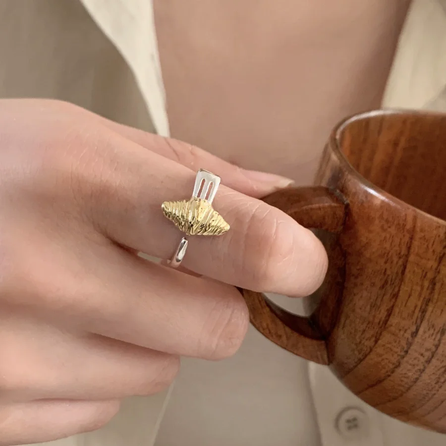 XIYANIKE Cute Croissant Fork Geometric Open Rings For Women Vintage Fashion New Jewelry Gift Party Daily Wholesale anillos