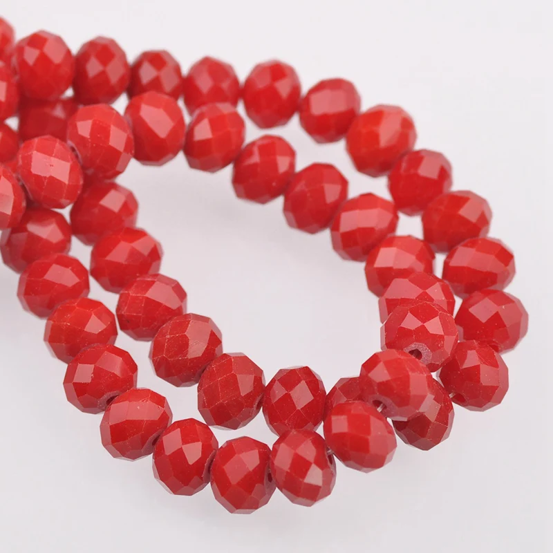 Rondelle Faceted Czech Crystal Glass Opaque Red Color 3mm 4mm 6mm 8mm 10mm 12mm 14mm  Loose Spacer Beads for Jewelry Making DIY