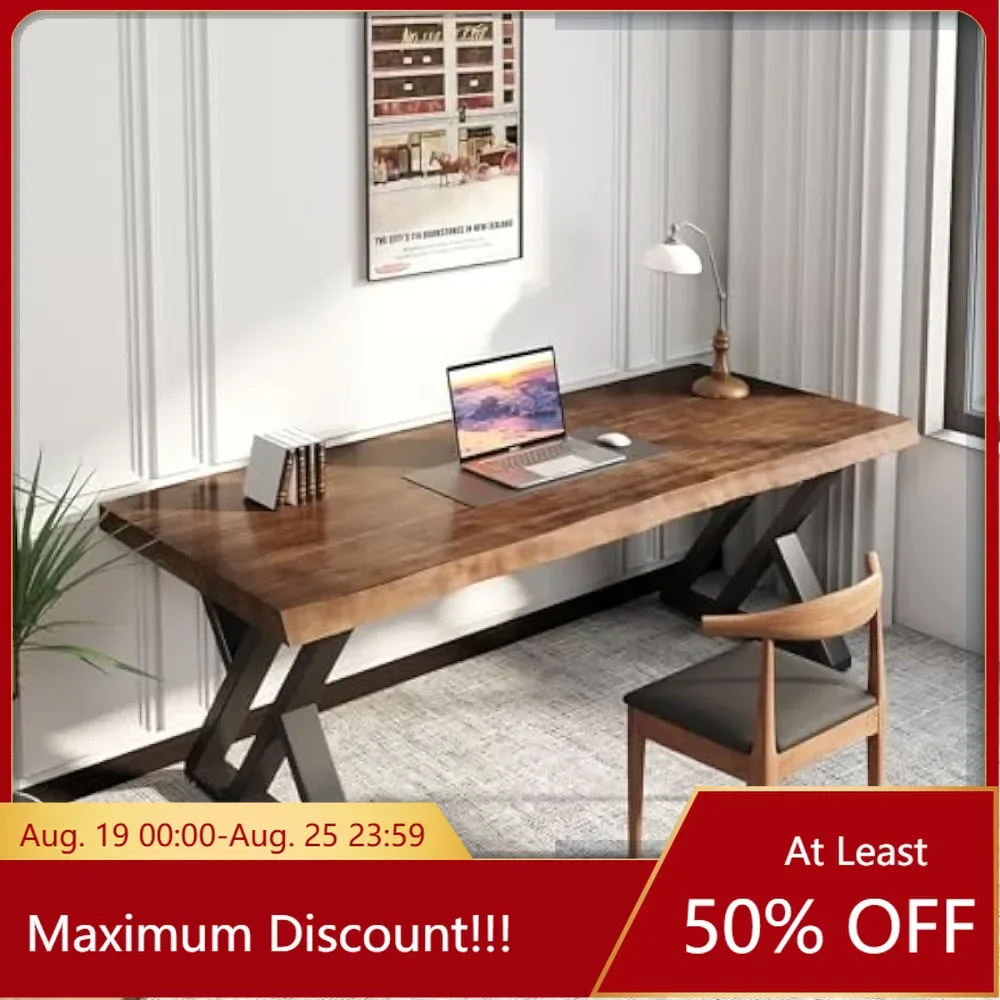 

Desk / 55 inches,Solid Wood Desk Classical Style Home Office Desks/New Chinese Style Computer Table/Wooden Desk/Brown Desk