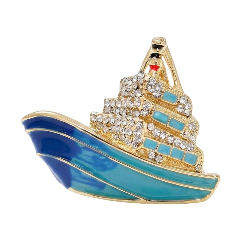 Q39C Alloy Enamel Ship Brooch Lapel Pin For Daily Outfit And Party Accessory