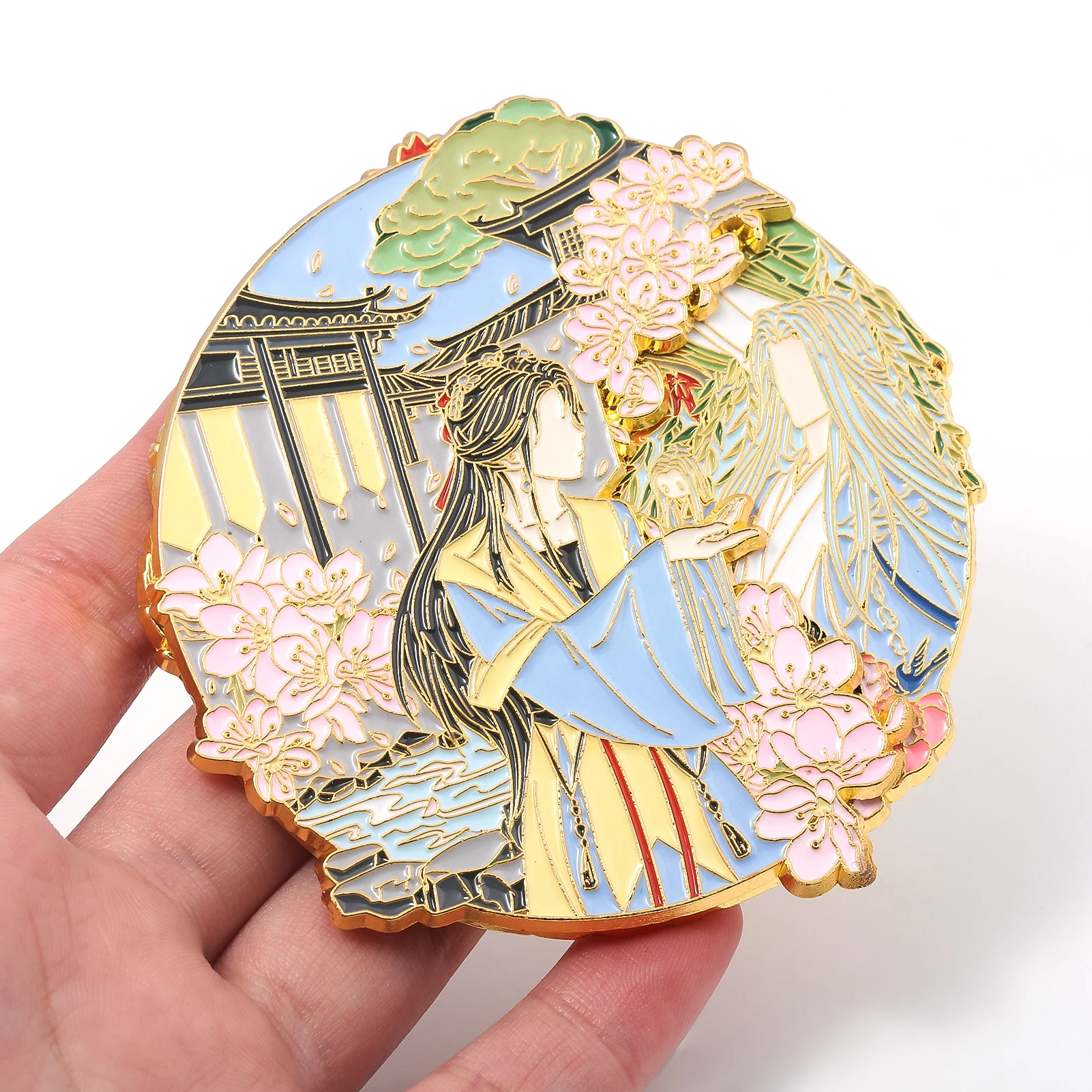 أنيمي الحب والفضاء العميق رافاييل بروش تأثيري الدعائم تدوير مطابقة شارة بدبوس زوجين التلبيب الرجال النساء على ظهره مجوهرات #4