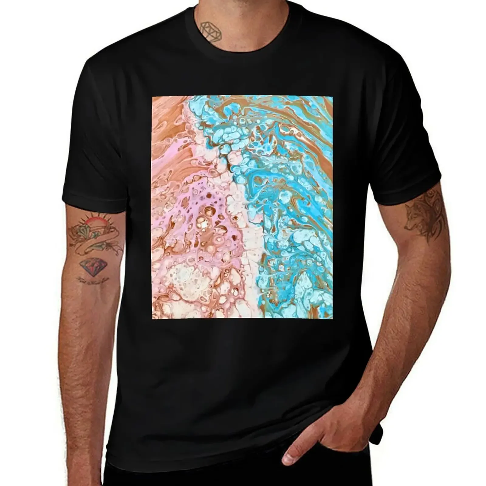 

Fluid art T-Shirt graphics plus size clothes blacks vintage anime shirt designer t shirt men