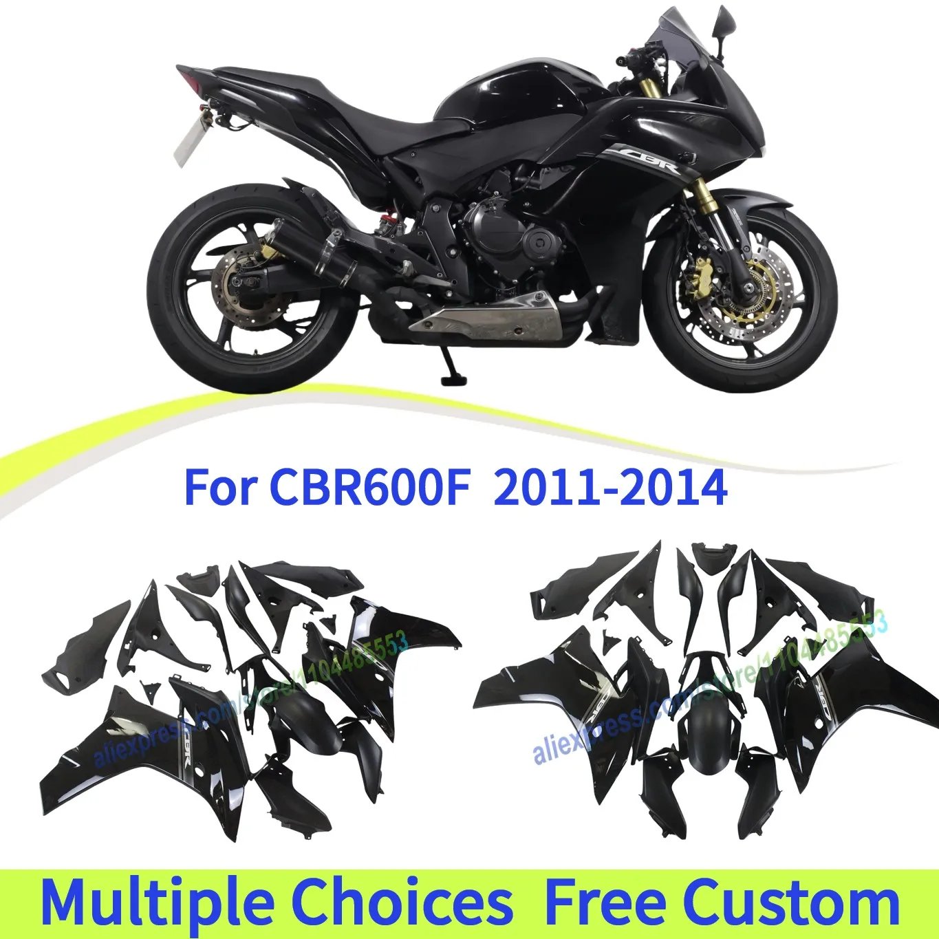 Kit carenatura corpo per HONDA CBR600F 2011 2012 2013 CBR 600F 2014 CBR600 F Set carenatura moto nera