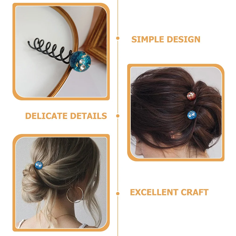 

2pcs Spiral Clips Accessories for Women Blue Red Styling Tool Easy Wear Long Lasting Hairstyle Pins Hair Bun Clip Pin Spiral