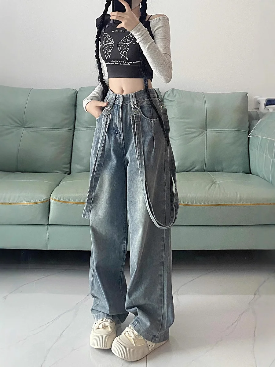 Elegant Jumpsuits For Woman Yellows Student Reducing Denim Preppy Chic Summer College Comfy Drape Garment Vertical Mori