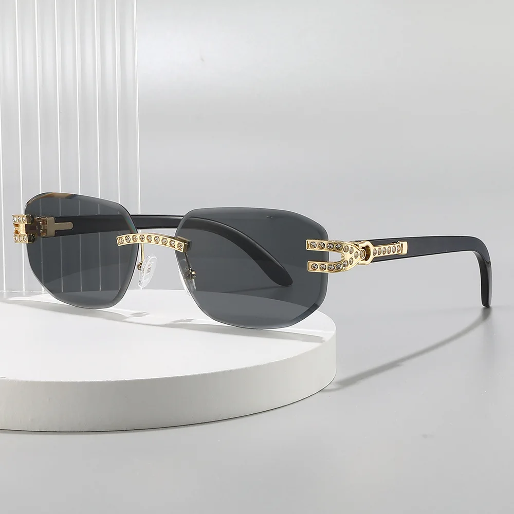 

KXH Small Rectangle Rimless Sunglasses Men 2025 Luxury Brand Frameless Sun Glasses For Women Vintage Square UV400 Eyewear