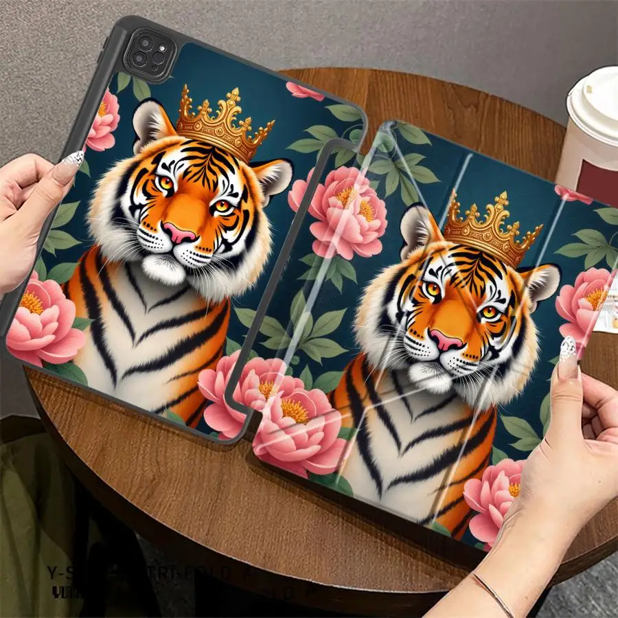 King Tiger Tablet Case For iPad Mini 6 7 Pro 2025 Air 4 5 M3 M2 1 2 M4 11inch Pro 11th 10th 9th 8th 7th 12.9inch Holder Cover