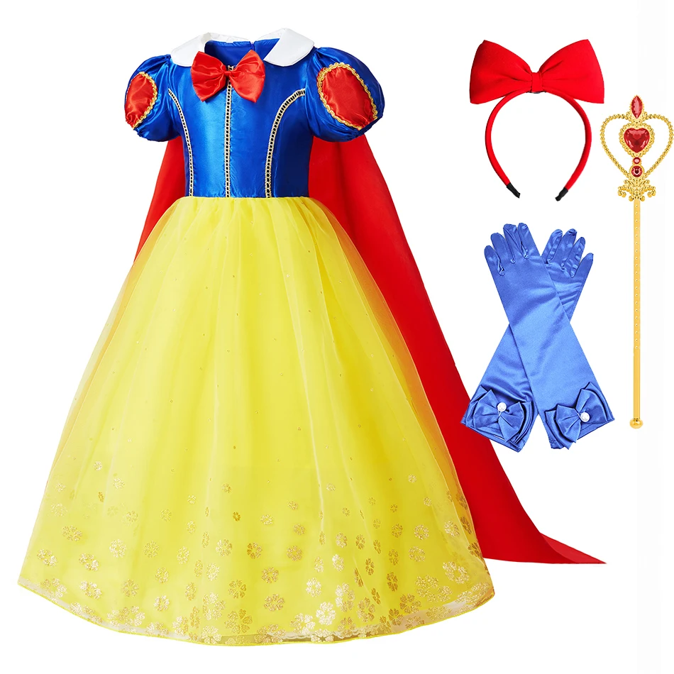 

Girls Princess Fantasy Children Cosplay Pageant Costume Kids Snow White Christmas Ruffles Dress Cinderella Halloween Clothes