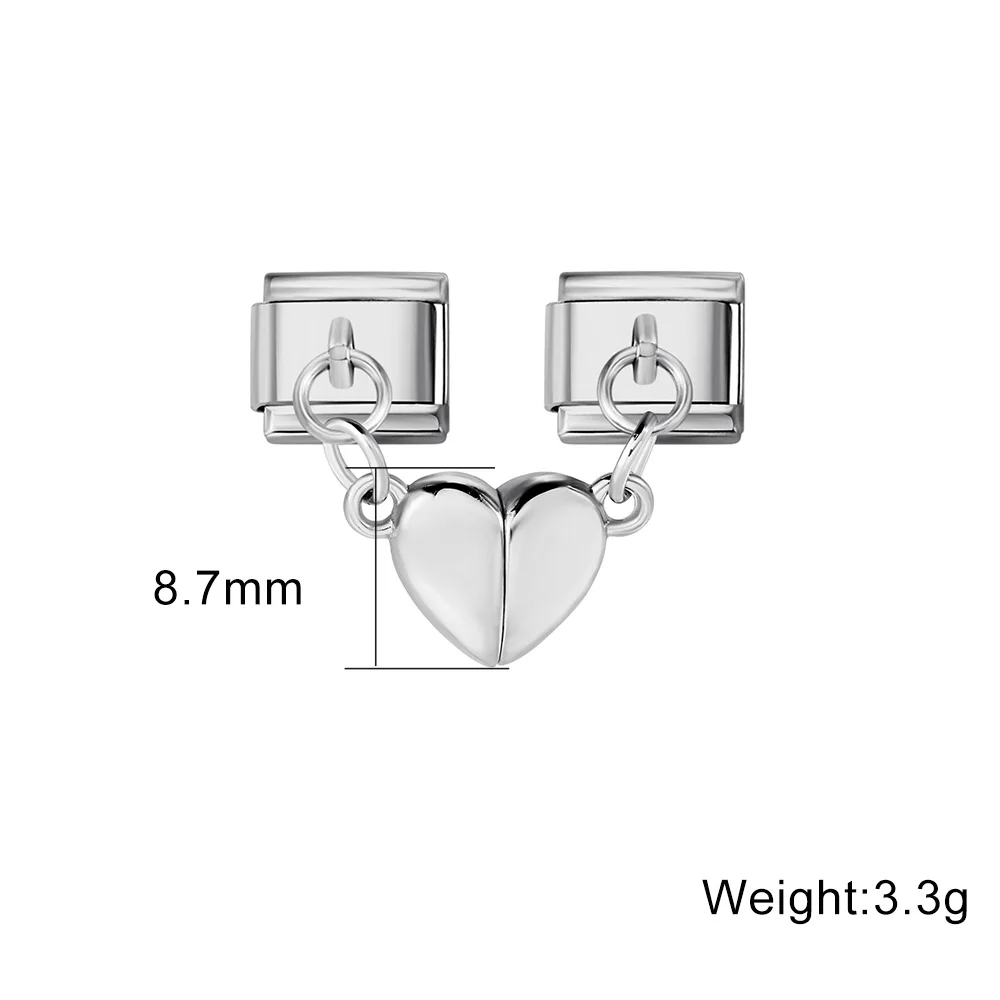 GEMOSA Magnetische Anziehung Abnehmbare Mode Herz Italienischen Charm Link Fit 9mm Edelstahl Armband DIY Herstellung Von Schmuck – Detail 1