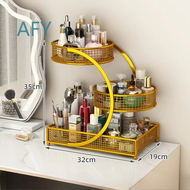 Custom Metal Makeup Storage Rack Stand Type No Installation Home Shelving for Vanity Countertop Lipstick Skincare Organizer