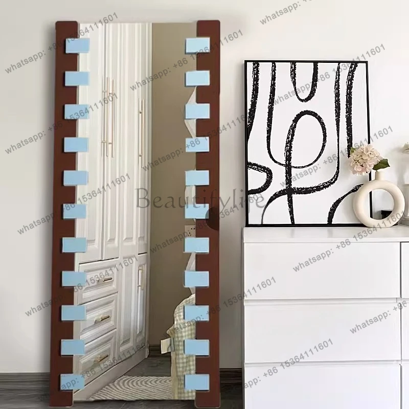 French medieval style full body square retro floor mirror wall hanging clothing store fitting mirror