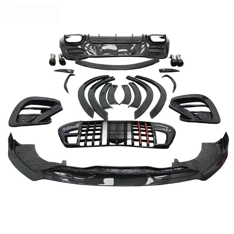 High Quality B Style Dry Carbon Fiber Body Kit Fit for GLE63 Front Rear Bumper Lip Exhaust Spoiler Exterior Tuning Parts