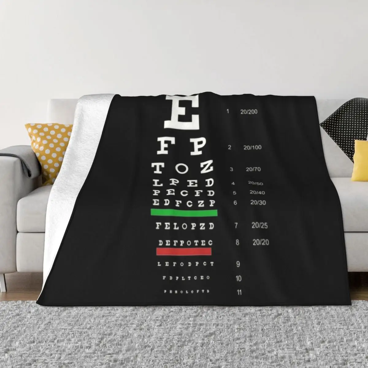 Sofa Fleece Snellen Eye Chart Throw Blanket Warm Flannel Optometrist Optician Blankets for Bedroom Office Couch Quilt