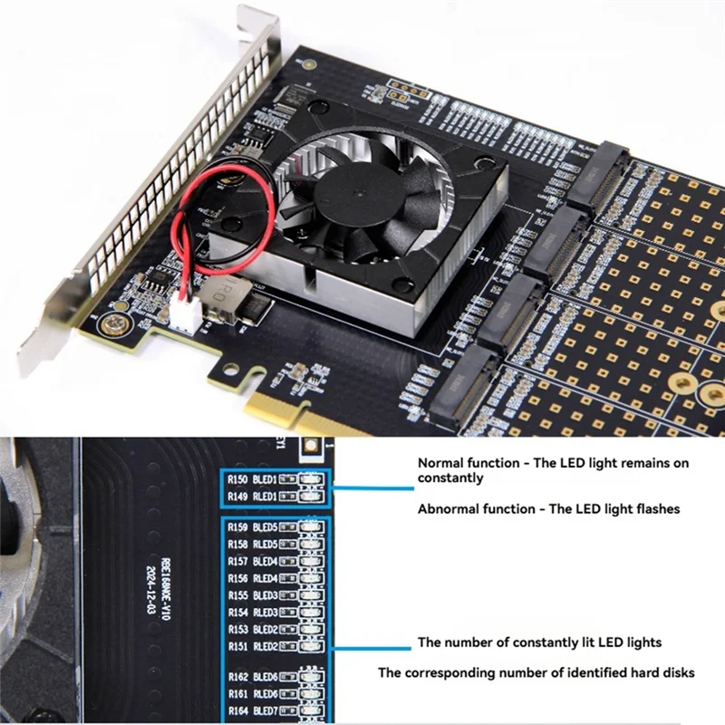 

Pcle 3.0 To M.2 NVME 8-Disk Expansion Card 8 Disk M.2 NVME Expansion Card PLX8749 Free Drive