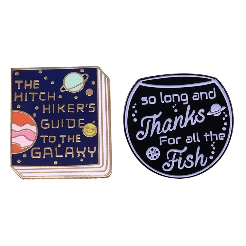 Hitchhiker 's Guide To The Galaxy Lapel Pin So Long, and Thanks for The Fish Brooch Badge