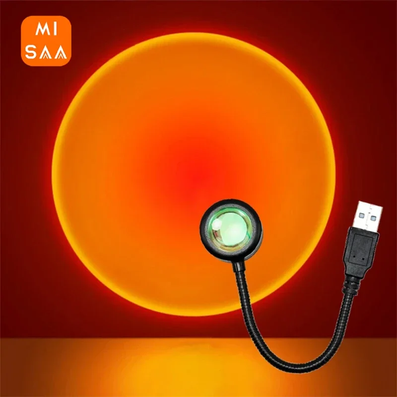 

Sunset Lamp LED USB Rainbow Night Light Projector Photography Wall Atmosphere Lighting For Bedroom Home Room Decor Gift Articles