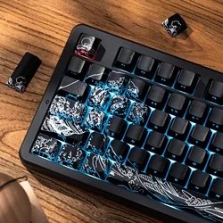 XVX Wave of Kanagawa Version Pattern Shine-Through OEM Profile IMD-Tech Keycap Set Black Keycaps 118 Keys