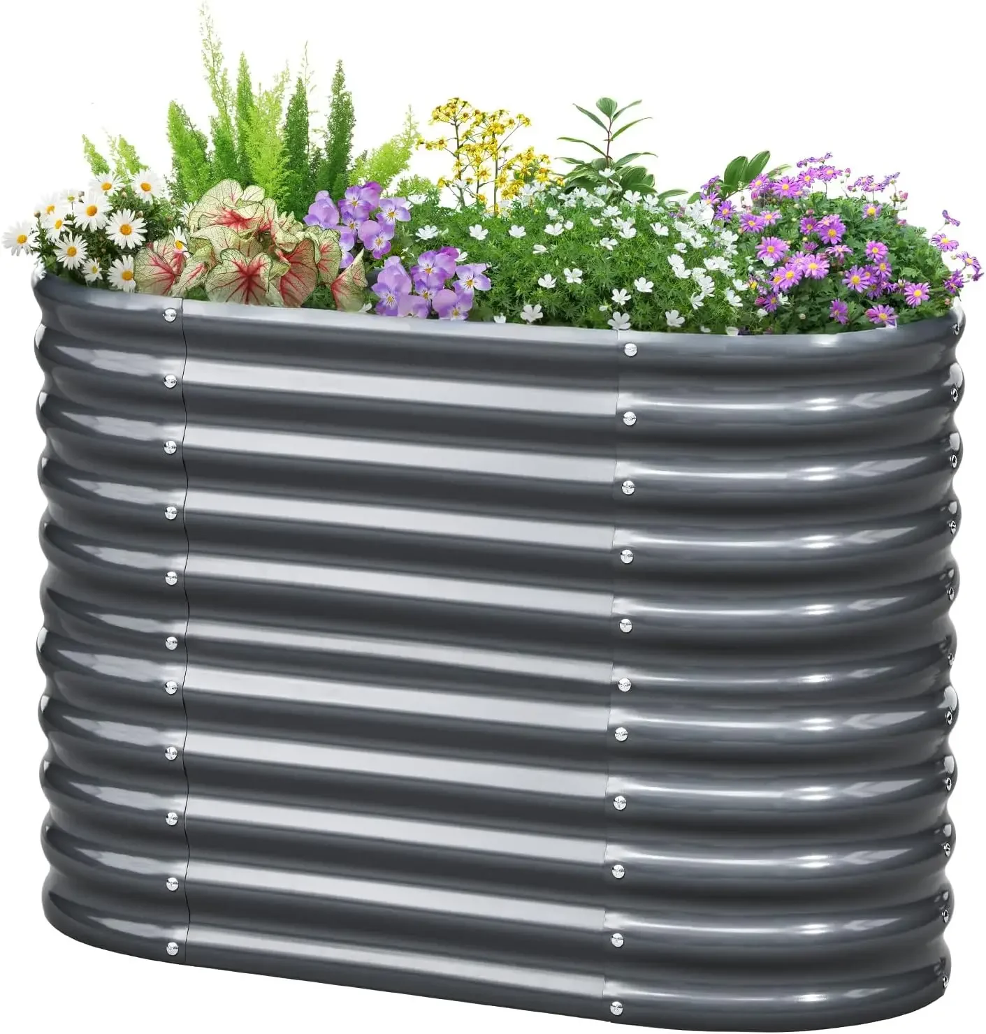 Raised Garden Bed 2.85 ft Tall 6 in 1 Galvanized Planter Garden Box Outdoor for Gardening, Deep Root Vegetables, Flowers Dark Gr