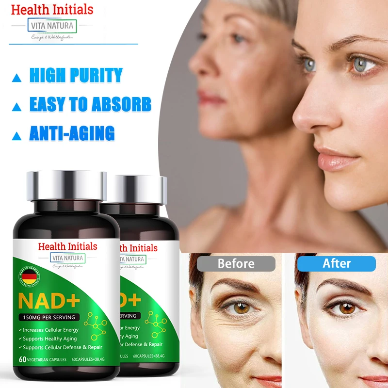 60Pcs NAD+ Supplement Capsules- Moisturizing Anti-Aging Firming Skin Care, Natural Energy & Cellular Health