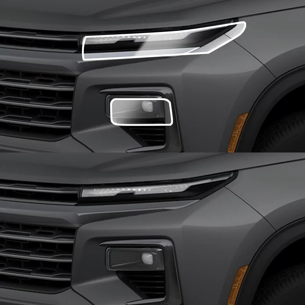 TPU Car Headlight Protective Film For Chevrolet Traverse 2024-2026 Smoke Black Gloss Pre-Cut Anti-Scratch Vinyl Wrap Cover Kit