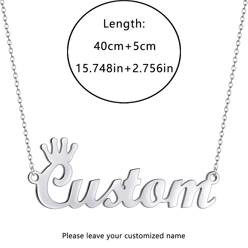 Exquisite Crown Art Font Line Personalized Custom Letter Name Necklace for Women Men Birthday Gifts Stainless Steel Jewelry