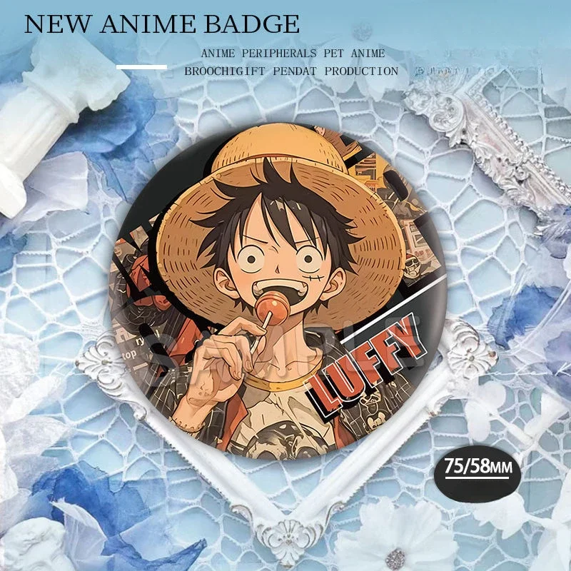 One Piece Luffy Solon Double Flash Reflex Sanduro Badge Anime Bup Brooch