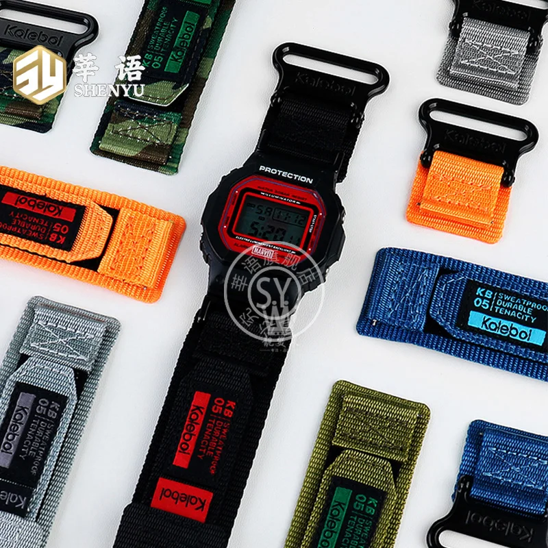 FOR Casio DW-5600/G-5600/GW-B5600/GW-M5610 Nylon sports men's watch strap with a special modified interface, suitable