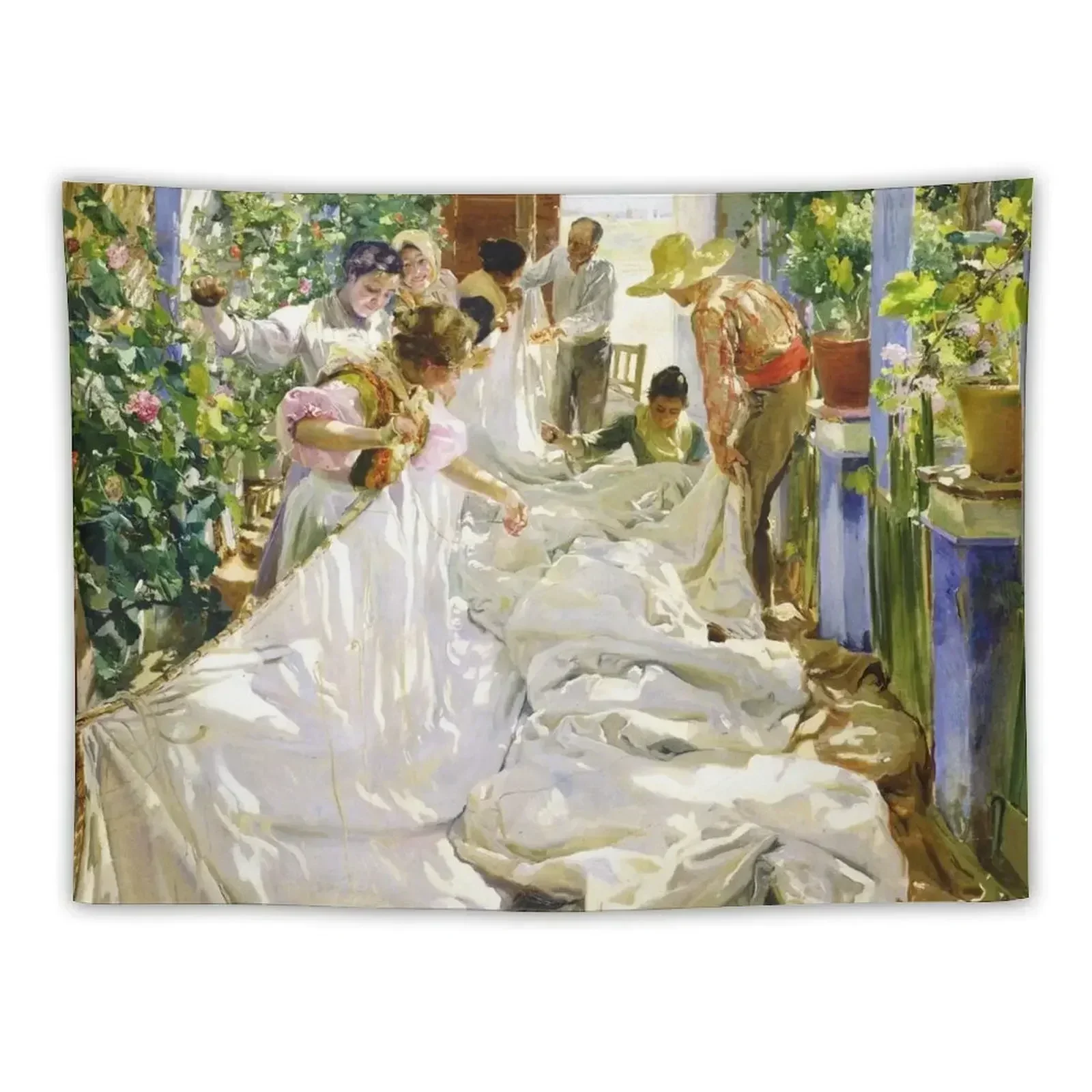 Joaquin Sorolla y Bastida - Sewing the sail 1896 Tapestry Decoration Bedroom Home Decorators Tapestry