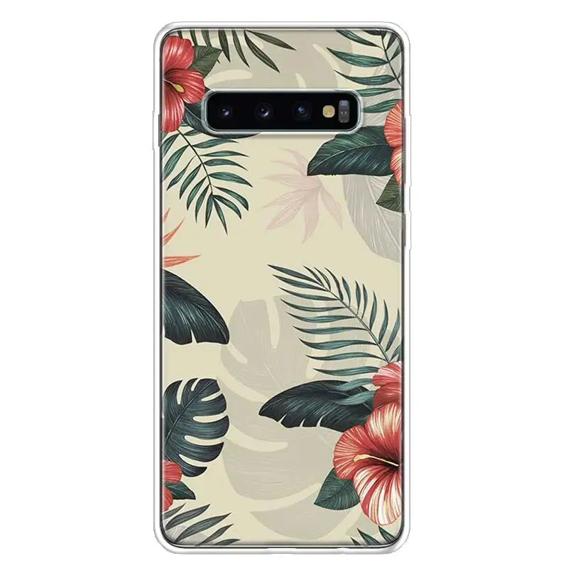 Banana Leaf Pattern Tropical Phone Case For Galaxy S25 Samsung Note 20 Ultra 10 9 8 A05S A15 A25 A35 A55 M12 M21 M30S M32 M51 M5