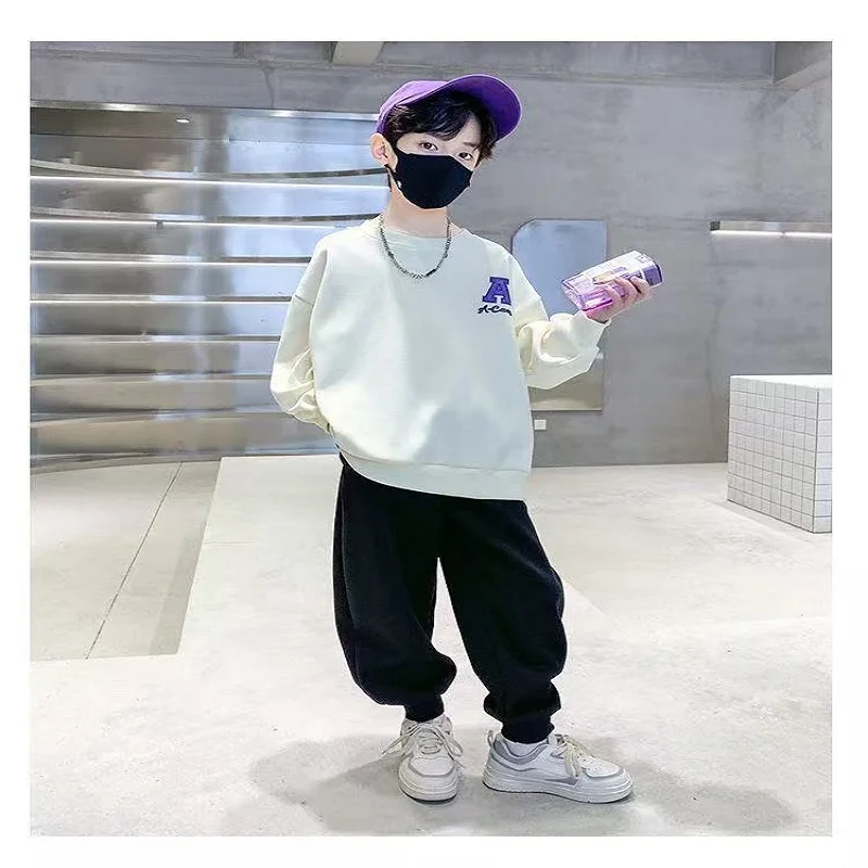 الربيع طفل الفتيان الملابس مجموعة الأطفال على الوجهين خطابات الطباعة البلوز أعلى وزرة أسفل قطعتين دعوى رياضية #3