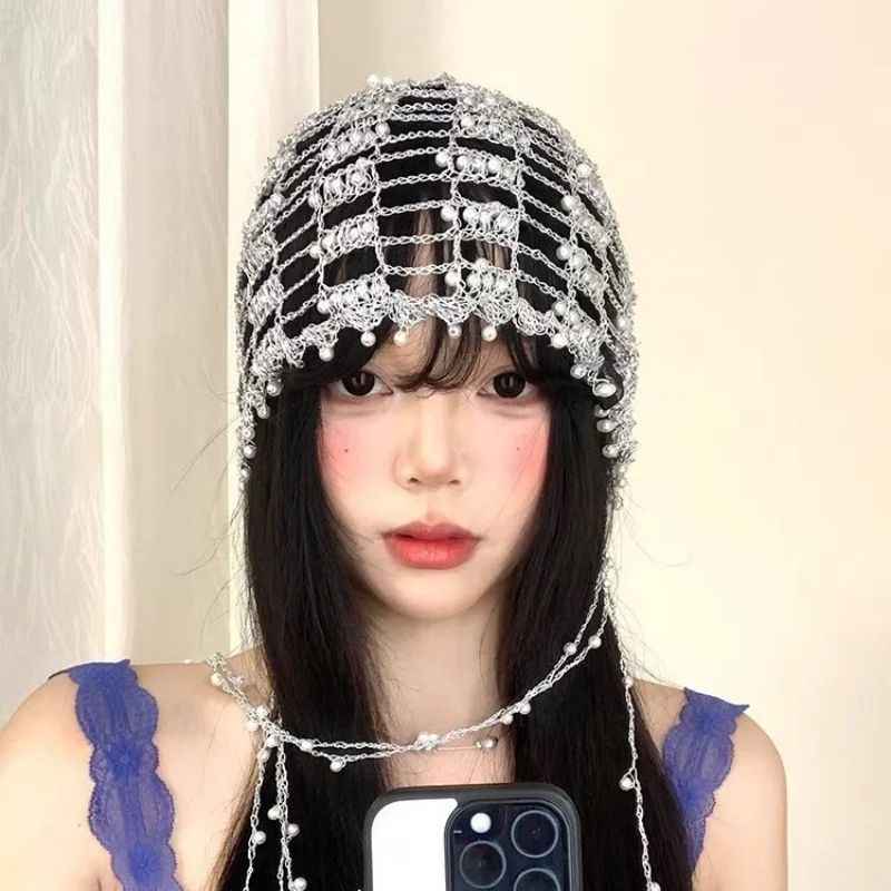 

1 шт. металлическая цепочка ручной работы с жемчугом и ажурным узором для головного убора