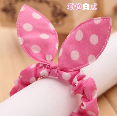 New Cute Dot Fabric Rabbit Ear Girls Woman Hairbands Hair Rope For Women Mix Wholesale Hot New Arrive!