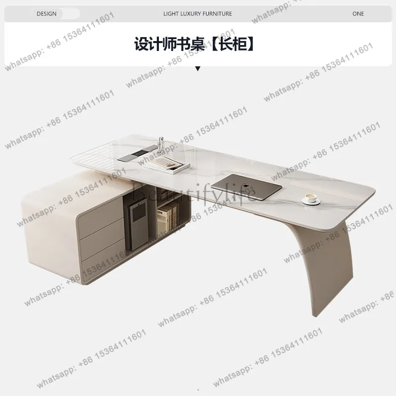 Narrow Classic Italy Office Desk Designer Unique Solid Wood Luxury Computer Desk White Modern Mesa