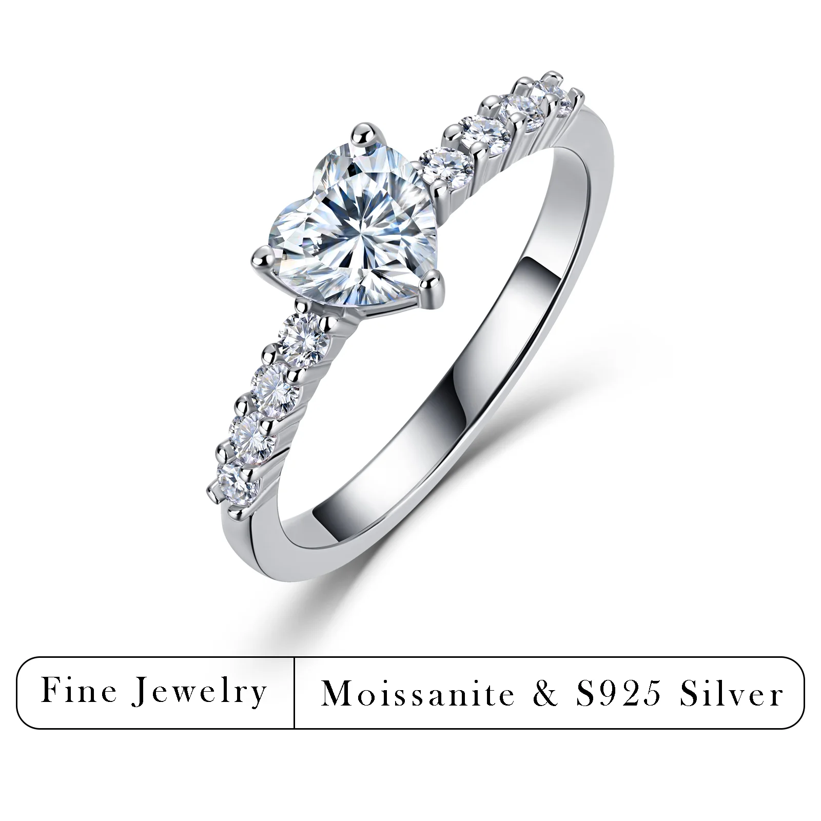 2.0 CTW S925 Silver Heart Cut Moissanite Ring — “My Heart Yours” Romantic Proposal Jewelry, Perfect for a Heartfelt Confessio