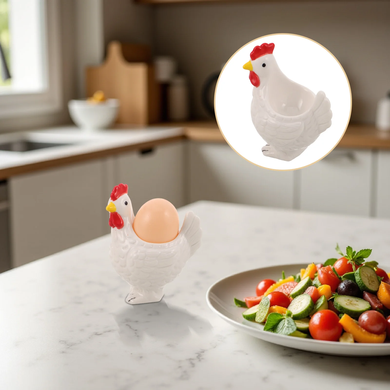 

Charming 3D Chicken Ceramic Egg Holder Perfect for Boiled Eggs Reusable Countertop Display Vintage Style Egg Cup for Home Use