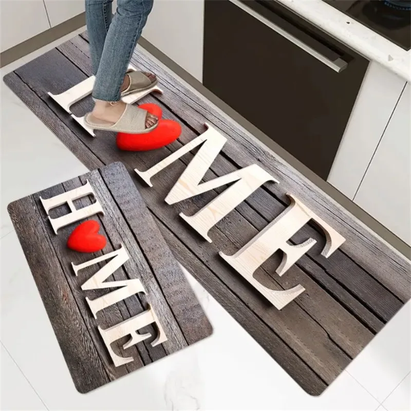 1pc Tableware Kitchen Letter Print Floor Mat Living Room Decor Carpet Home Hallway Entrance Doormat Balcony Door Anti Slip Rug