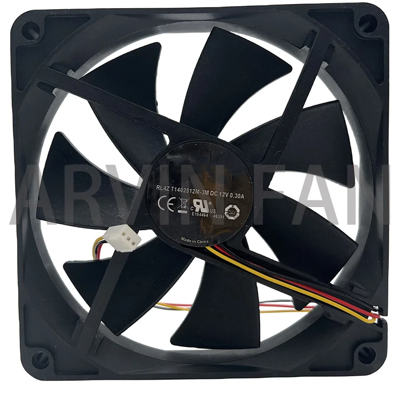 

New 140mm Mute Cooling Fan 14cm T1402512M-3M 140X25mm DC 12V 0.30A (0.18A) 1200RPM Mute Fans 3-pin Power Supply