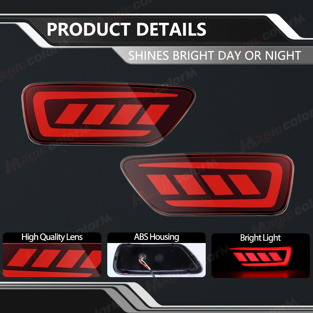 2pc LED Brake Reflector Lights For Jeep Grand Cherokee 2011-2022, Patriot, Compass Rear Bumper Light Flowing Turn Signal Lamp