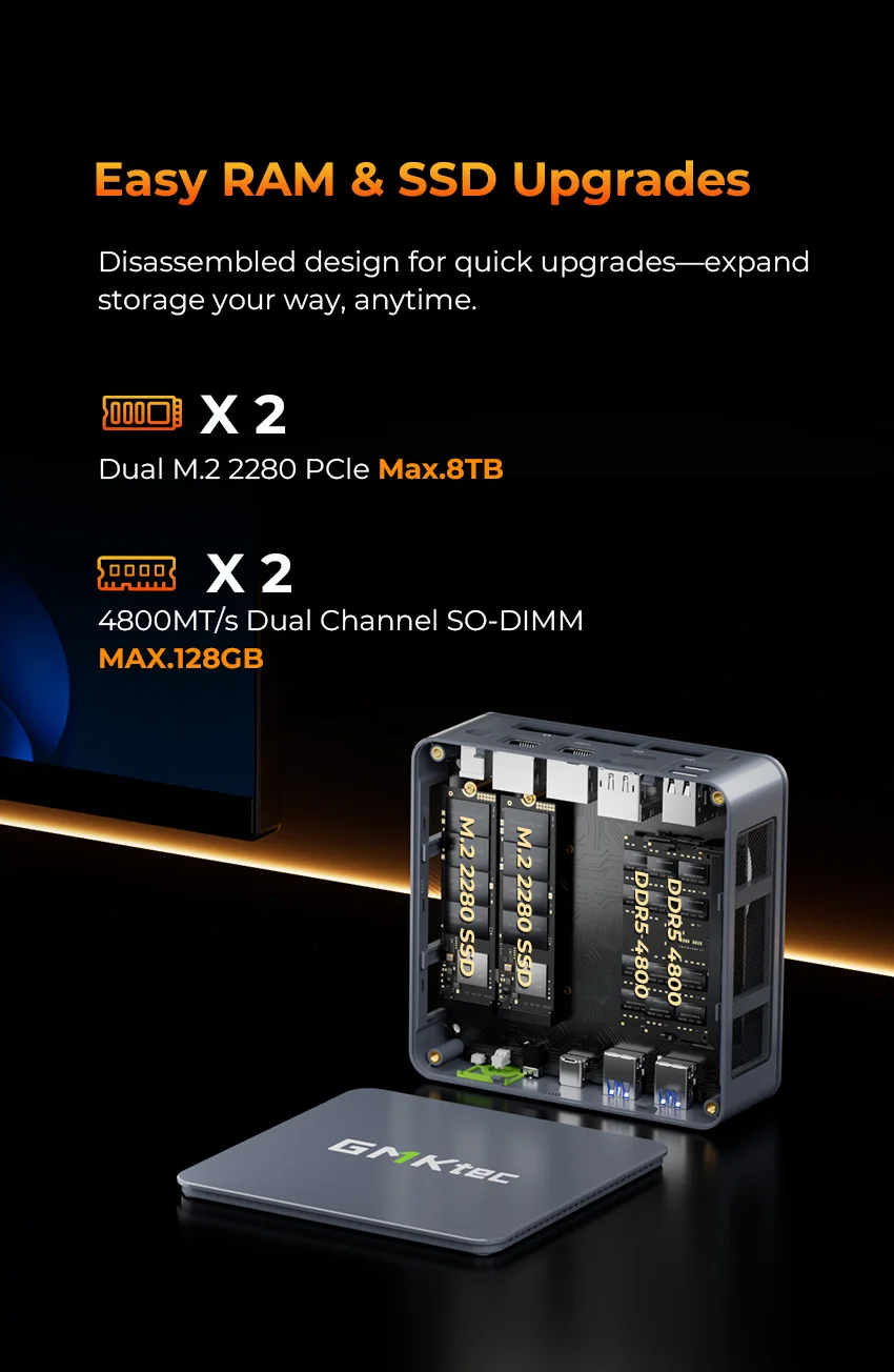 GMKtec M6 Ultra Nucbox Mini PC AMD R5 7640HS 6-core 12-thread DDR5 4800Mhz Pcie 3.0 SSD WIFI 6 BT5.2 Win11 Pro PC da gioco desktop