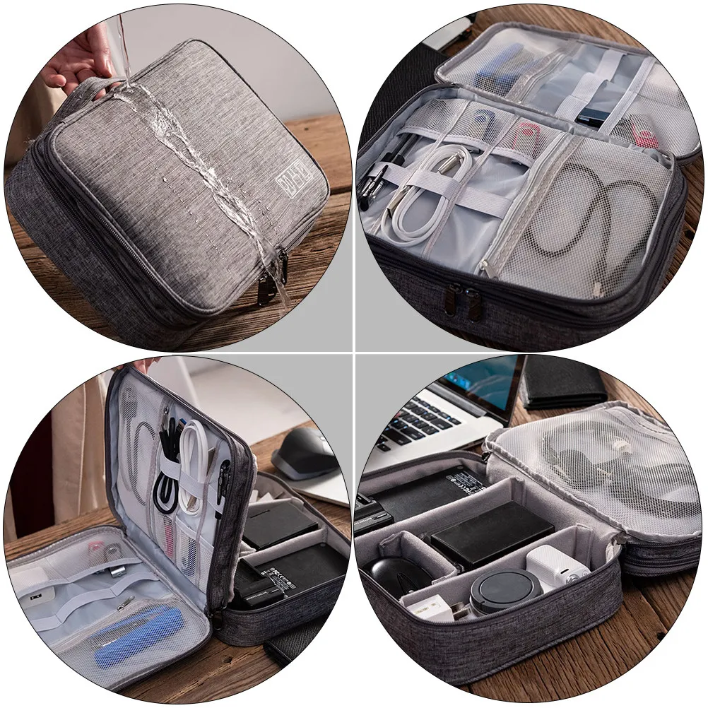 Digital Accessory Bag Waterproof Wear-Resistant USB Cable Storage Anti-Shock Power Bank Organizer Multifunctional Portable view 2