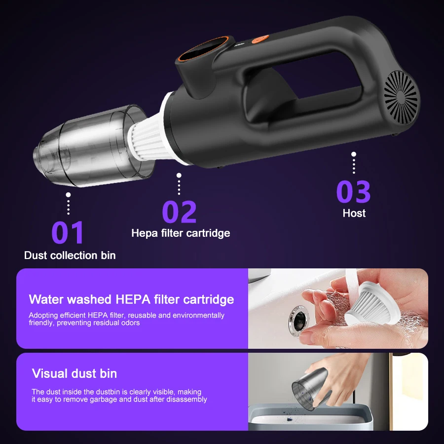 New Car Vacuum Cleaner Portable Super Powerful Small Handheld Wireless Strong Suction Electric Vacuum Dust Collector