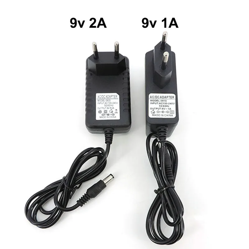 AC to DC 9V DC 1A 2A EU power supply adapter Supply adaptor 9 volt 1000ma 2000ma 5.5*2.5MM router LED Monitor regulation q1