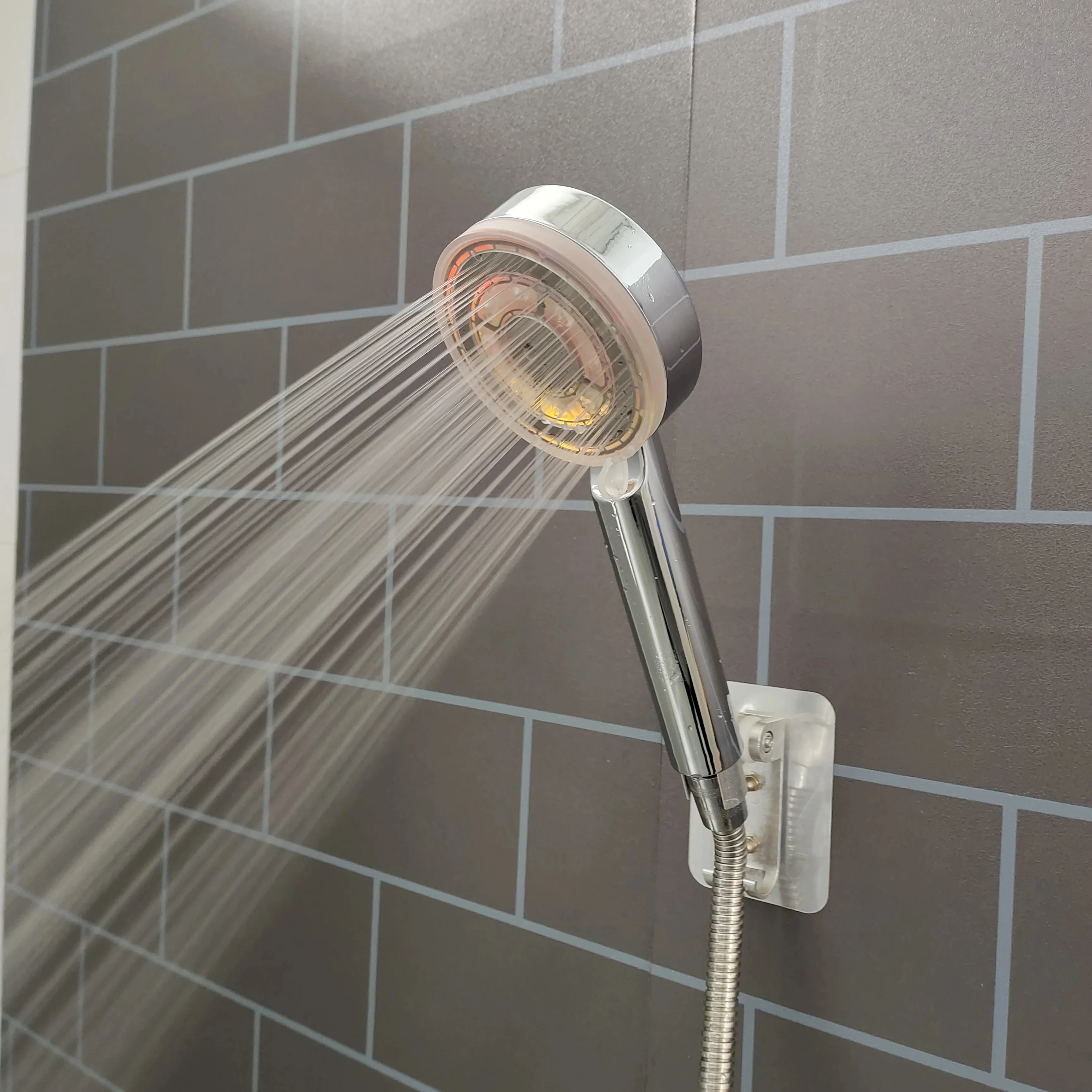 5 Modes Temperature Control Colorful Shower Head 3/7 Color Change LED Spray Nozzle Silver High Pressure Rainfall Bathroom Shower