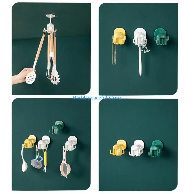 

34YA Storage Rack for Wall Counter Bottom Multi-purpose Adhesive Hook Kitchen Hook