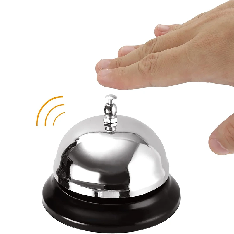 Stainless Steel Hand Held Desk Service Bell Reception Call Bell Table Call Bell Counter Bell For Desk Kitchen Hotel Restaurants